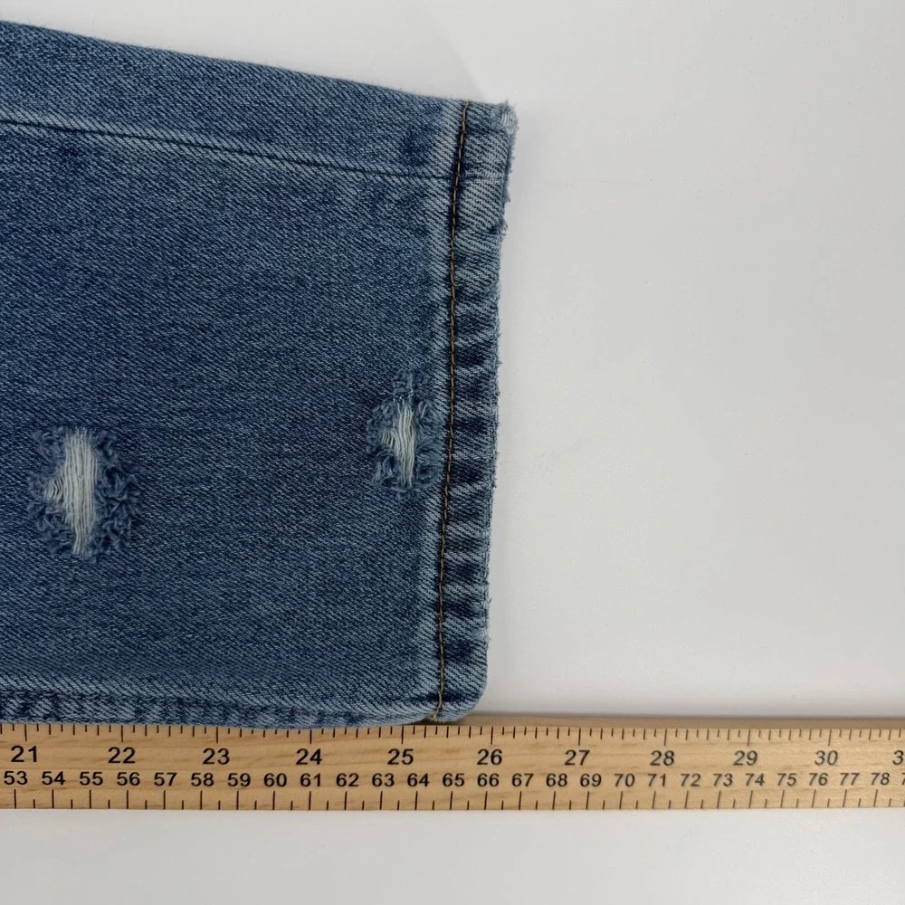 Dear John Womens Size 25 Blue Denim Distressed Straight Leg‎ Jeans